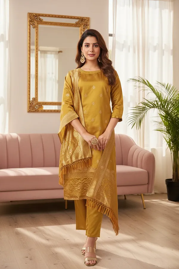 Mustard_Straight_Fit_Kurta_Set_For_Women