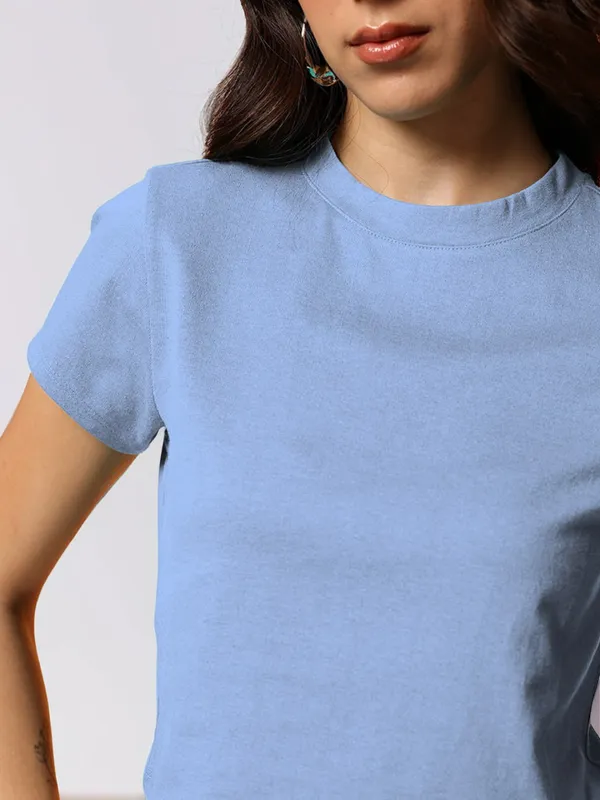 Blue_Slim_Fit_Short_Sleeve_Crop_Top_For_Women