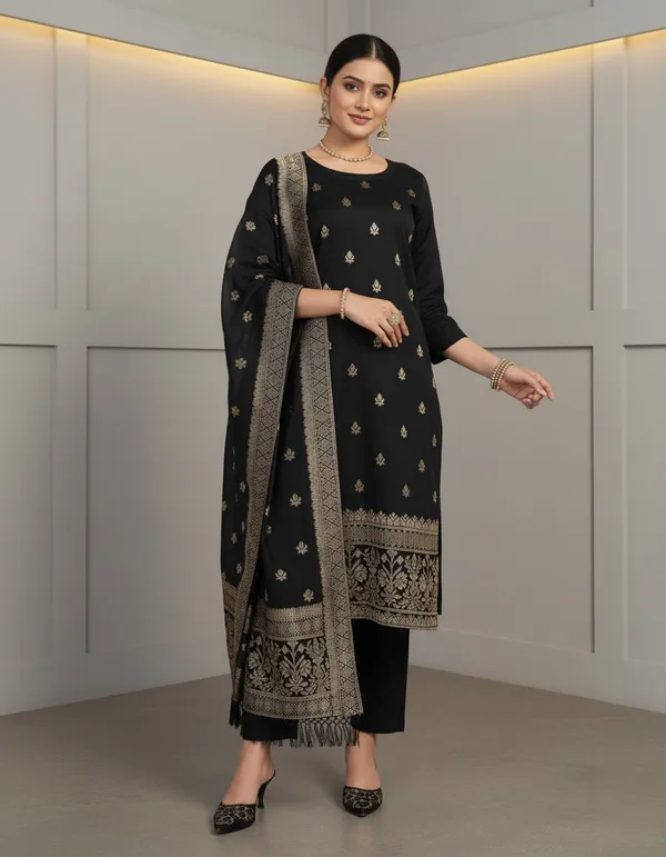 Black_Printed_Straight_Kurta_Set_For_Women