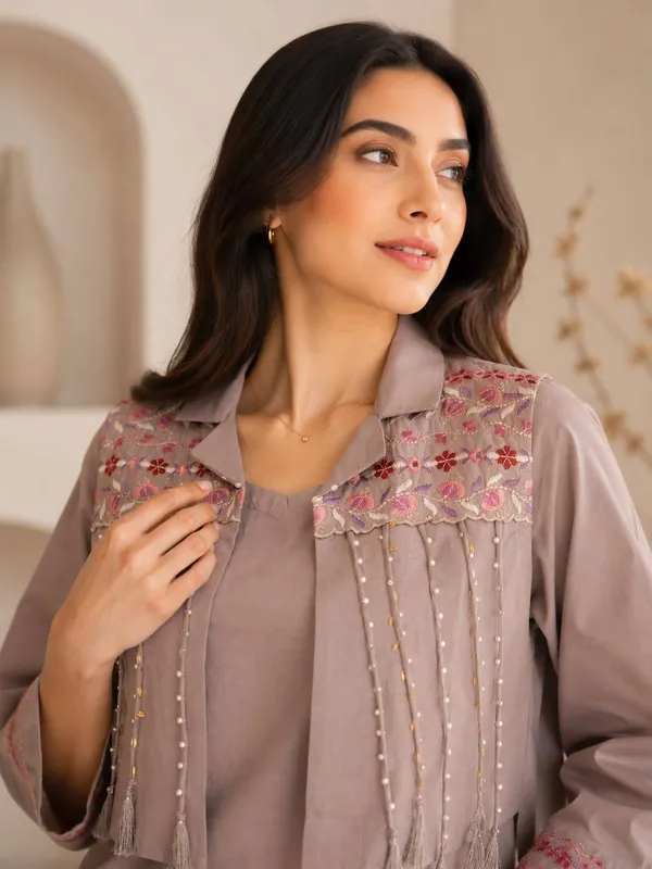 Taupe_Embroidered_Kurta_Pant_Set_For_Women