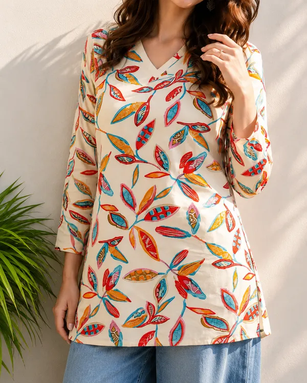 Beige_Printed_Regular_Fit_Top_For_Women