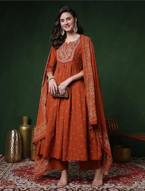 Rust_Anarkali_Kurta_Set_For_Women
