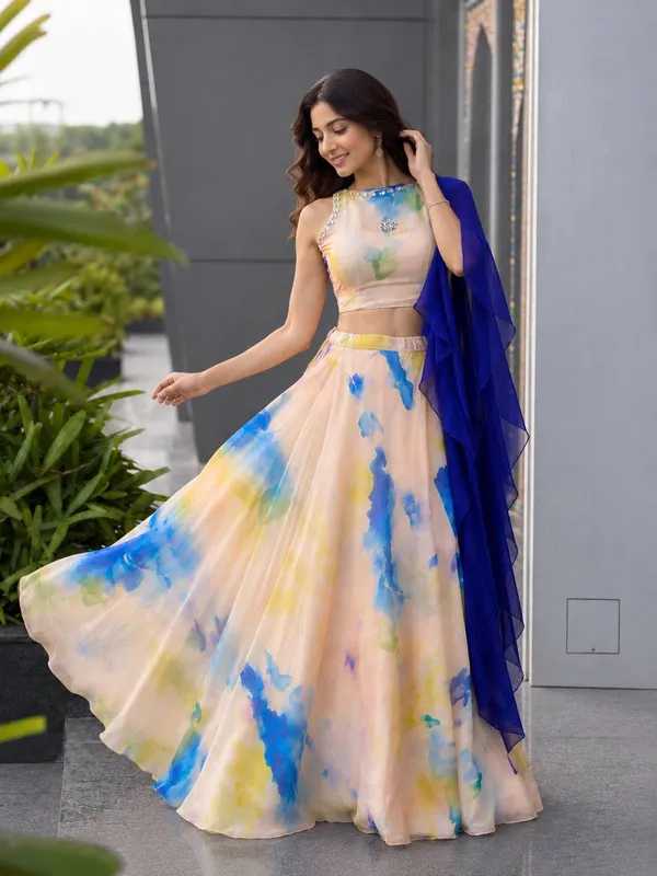 Multicolor_Flared_Lehenga_Set_For_Girls