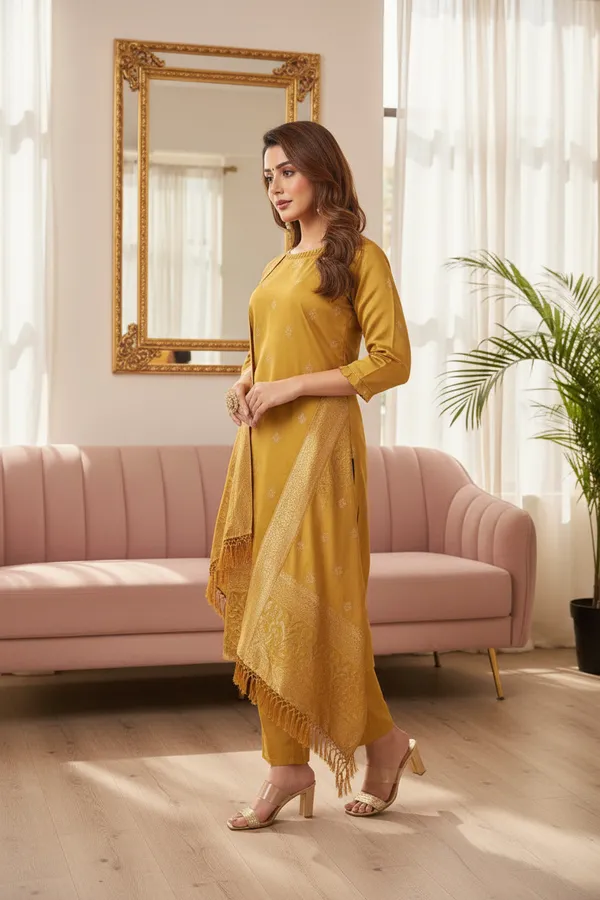 Mustard_Straight_Fit_Kurta_Set_For_Women