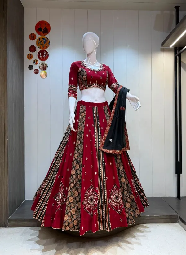 Red_Printed_Lehenga_Choli_Set_For_Women