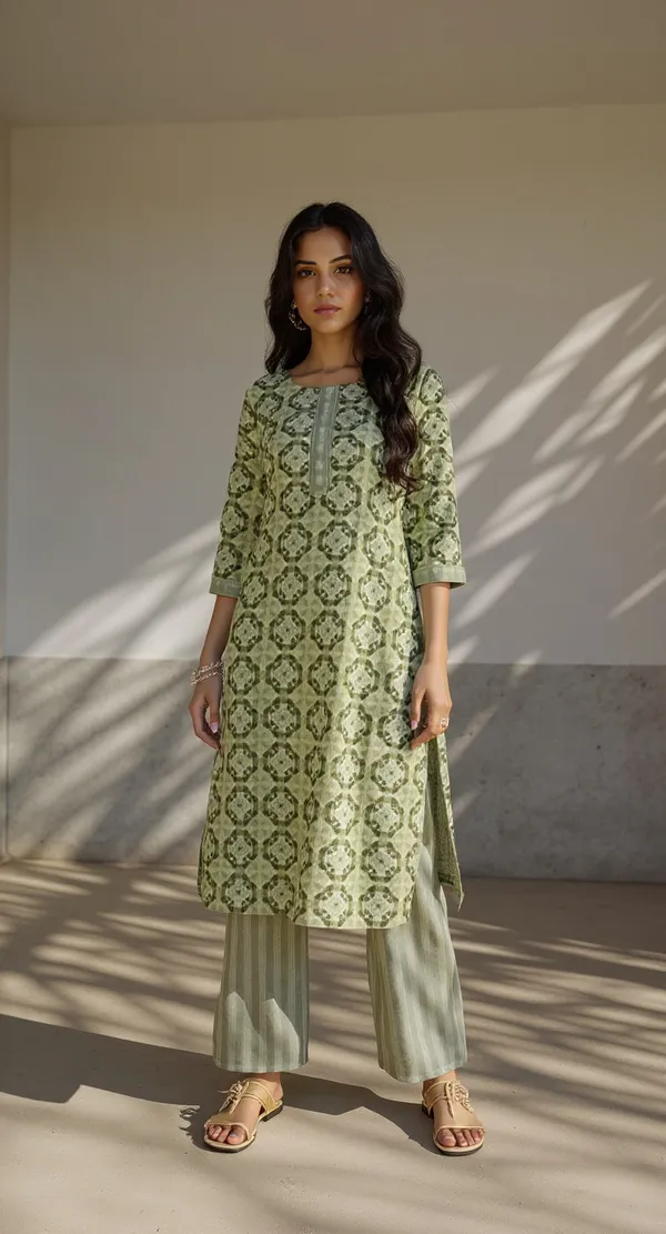 Green_Printed_Straight_Kurta_Set_For_Women