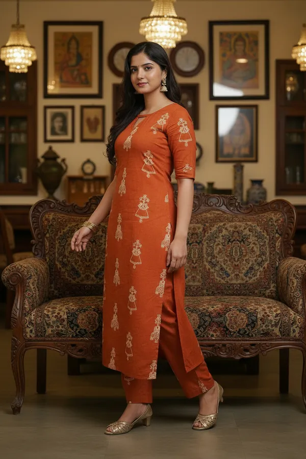 Orange_Straight_Printed_Kurta_For_Women