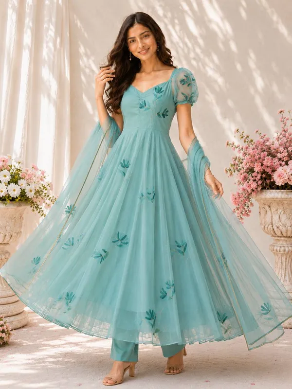 Teal_Printed_Anarkali_Suit_Set_For_Women