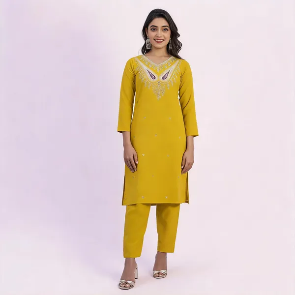 Yellow_Embroidered_Kurta_Set_For_Women