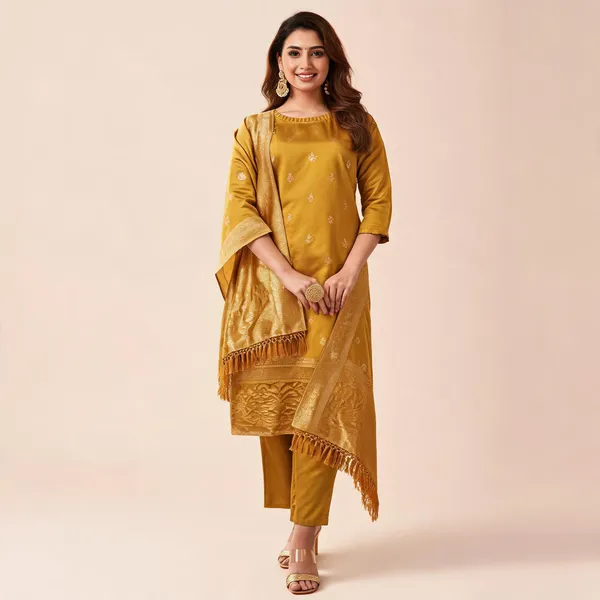 Mustard_Straight_Fit_Kurta_Set_For_Women