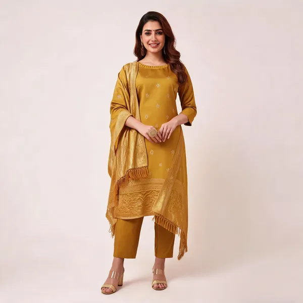 Mustard_Straight_Fit_Kurta_Set_For_Women
