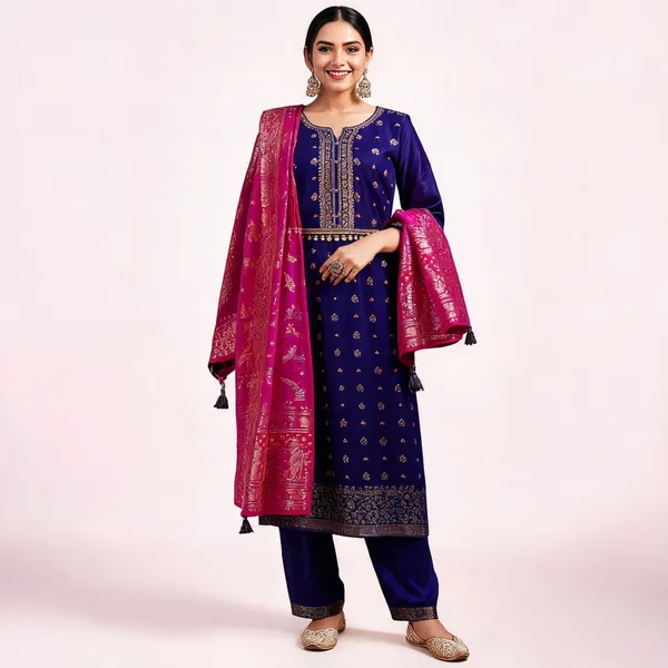 Blue_Embroidered_Straight_Kurta_Set_For_Women