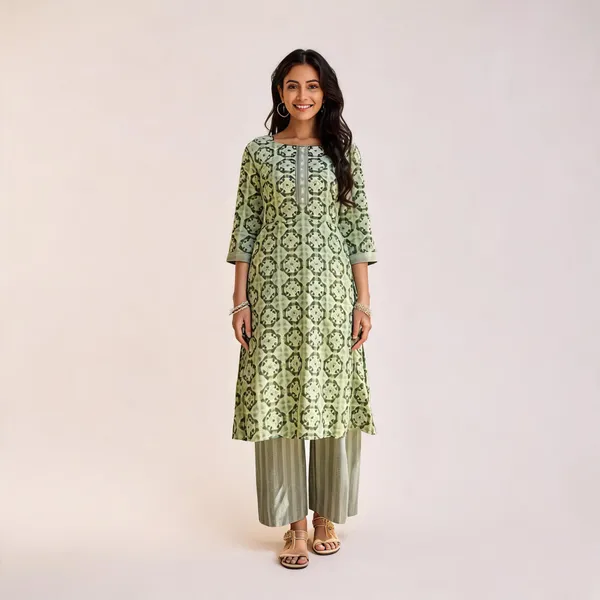 Green_Printed_Straight_Kurta_Set_For_Women