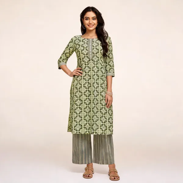 Green_Printed_Straight_Kurta_Set_For_Women