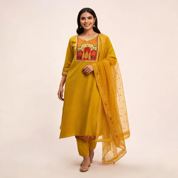 Mustard_Straight_Kurta_Set_For_Women