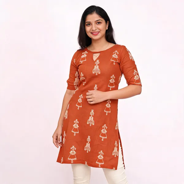 Orange_Straight_Printed_Kurta_For_Women