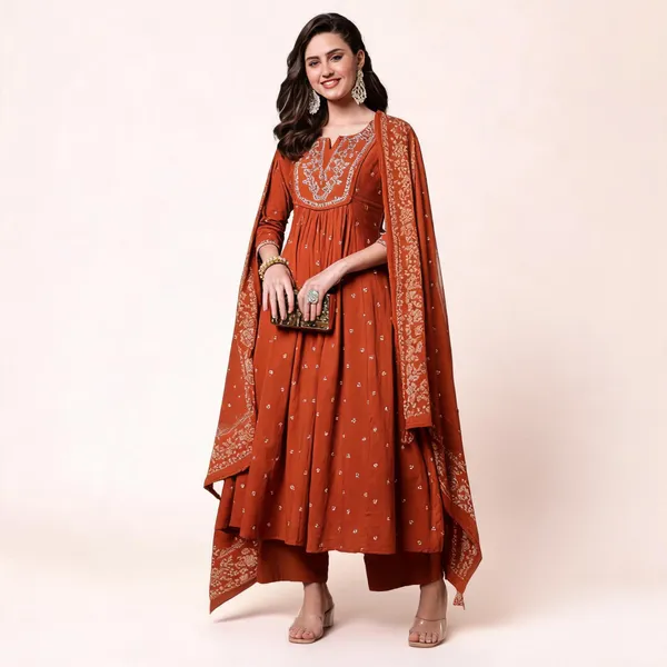 Rust_Anarkali_Kurta_Set_For_Women