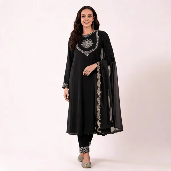 Black_Embroidered_Ethnic_Suit_Set_For_Women