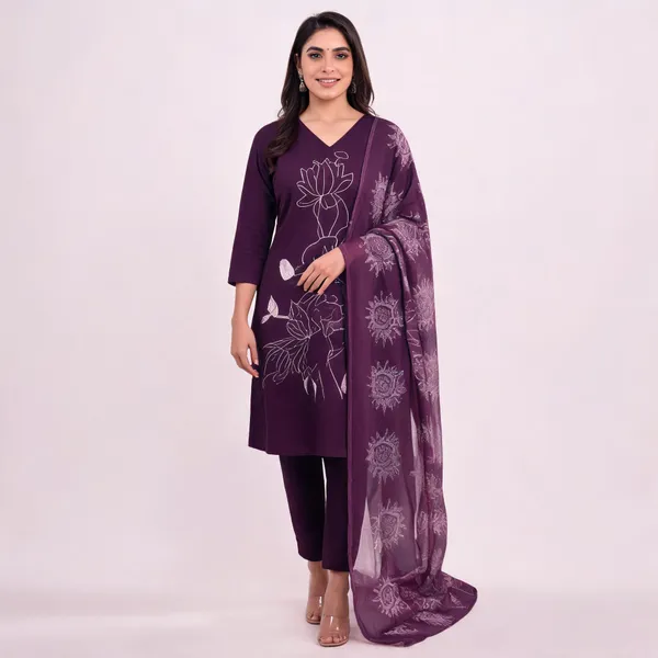 Purple_Printed_Kurta_Set_For_Women