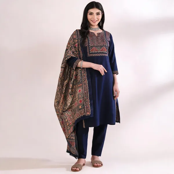 Navy_Straight_Kurta_Set_For_Women