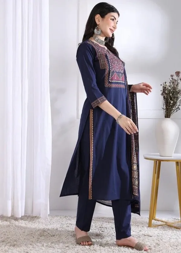 Navy_Straight_Kurta_Set_For_Women