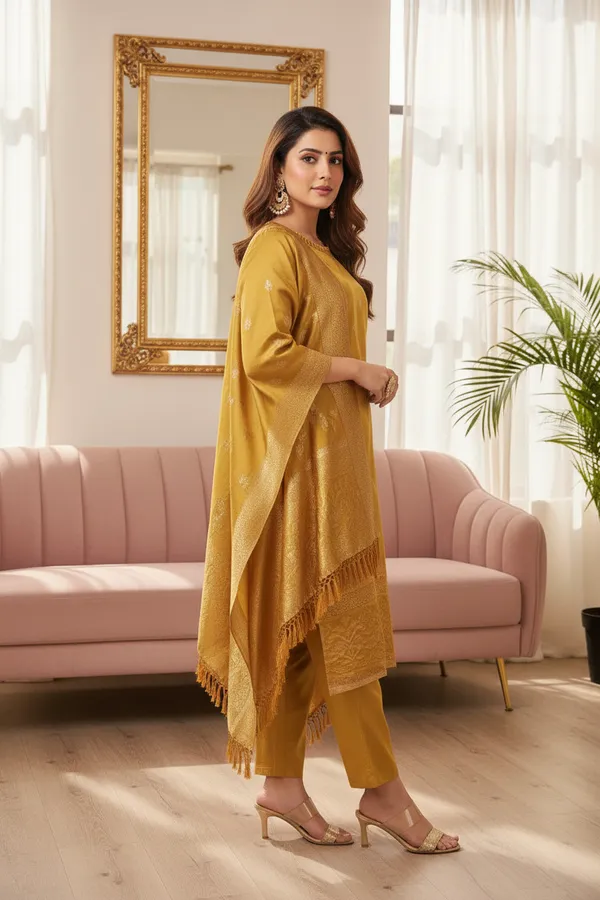 Mustard_Straight_Fit_Kurta_Set_For_Women