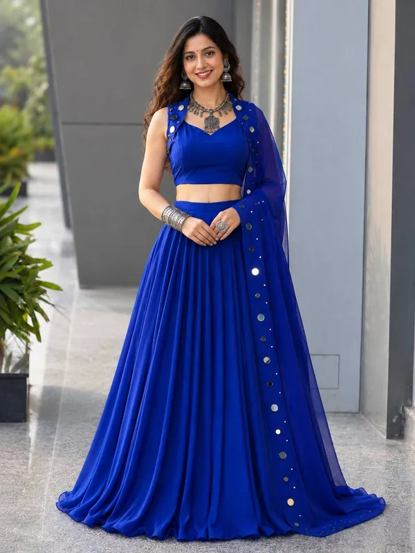 Blue_Embellished_Lehenga_Choli_Set_For_Women