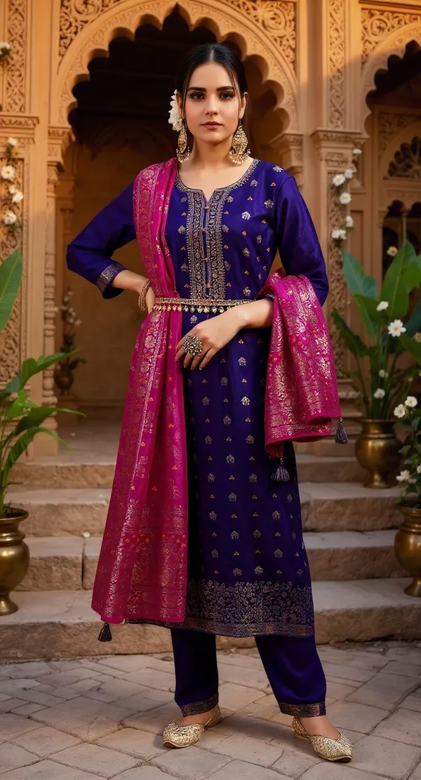 Blue_Embroidered_Straight_Kurta_Set_For_Women