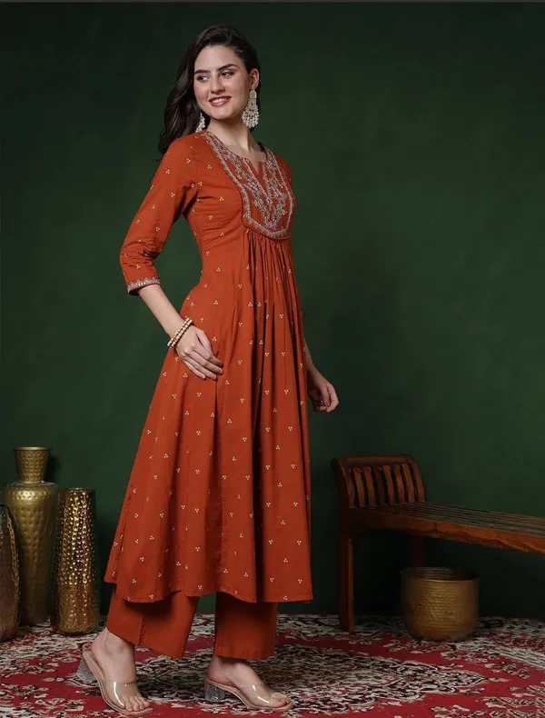 Rust_Anarkali_Kurta_Set_For_Women