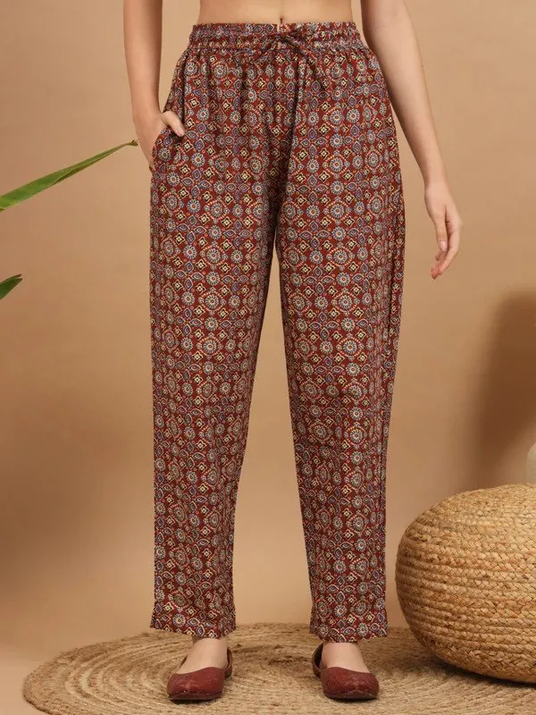 Rust_Printed_Straight_Kurta_Set_For_Women
