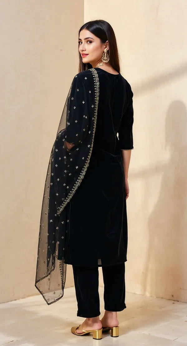 Black_Velvet_Straight_Kurta_Set_For_Women