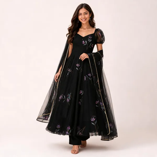 Black_Floral_Anarkali_Suit_Set_For_Women
