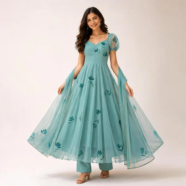 Teal_Printed_Anarkali_Suit_Set_For_Women