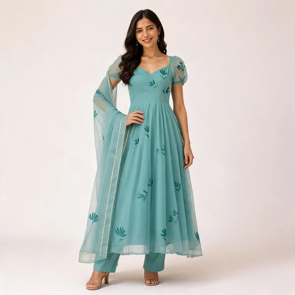 Teal_Printed_Anarkali_Suit_Set_For_Women