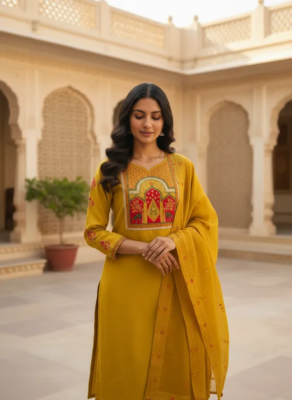 Mustard_Straight_Kurta_Set_For_Women