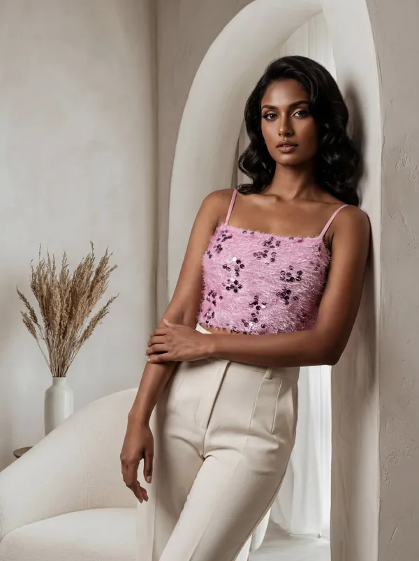 Pink_Sequin_Slim_Fit_Crop_Top_For_Women