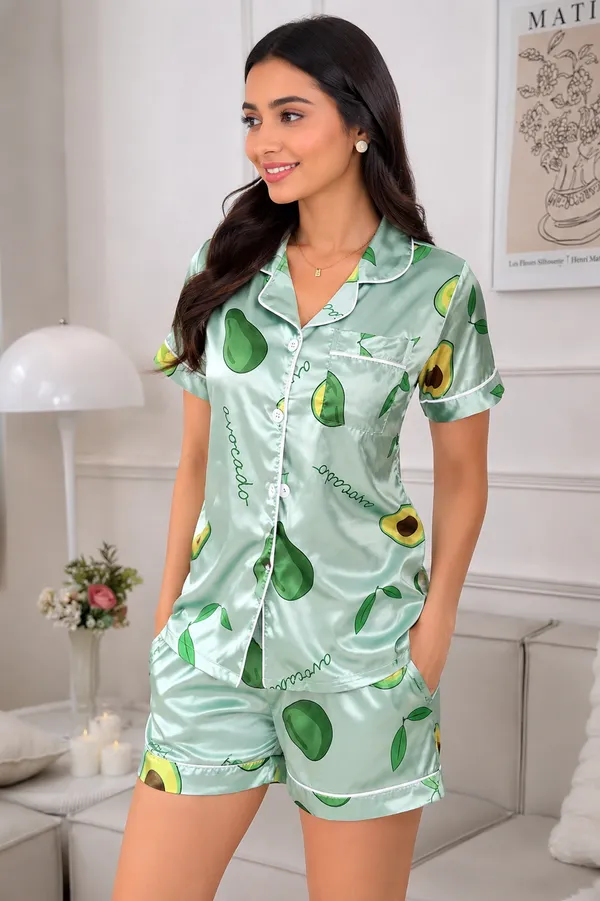 Mint_Green_Satin_Printed_Pajama_Set_For_Women