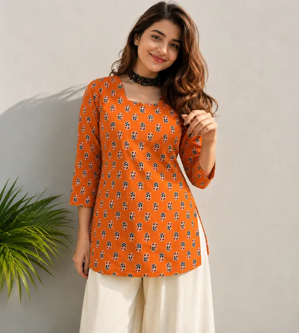 Orange_Printed_Straight_Kurta_For_Women