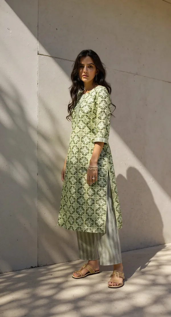 Green_Printed_Straight_Kurta_Set_For_Women