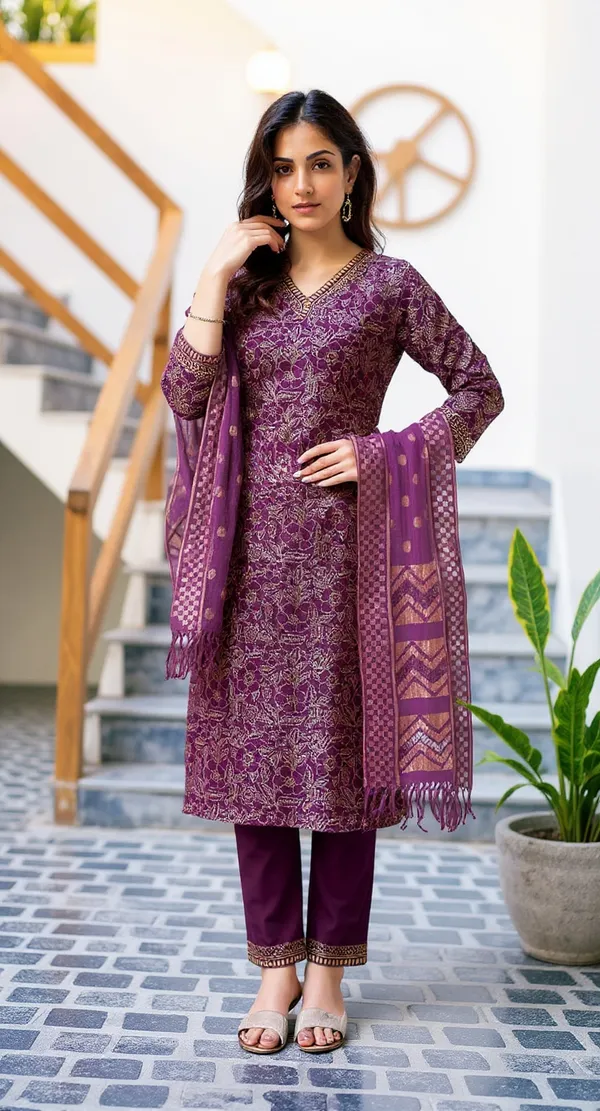 Purple_Printed_Straight_Kurta_Set_For_Women