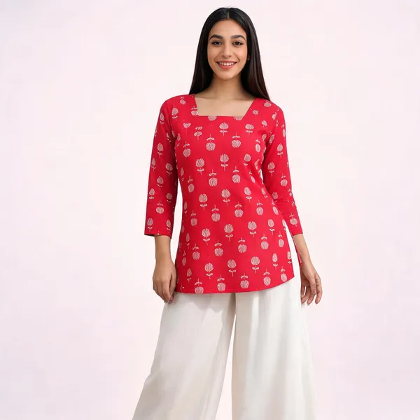 Red_Printed_Straight_Kurta_For_Women