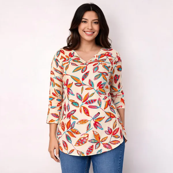 Cream_Printed_Regular_Fit_Tunic_Top_For_Women
