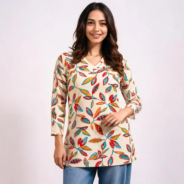Beige_Printed_Regular_Fit_Top_For_Women