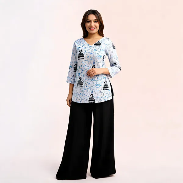 White_Printed_Straight_Kurta_For_Women