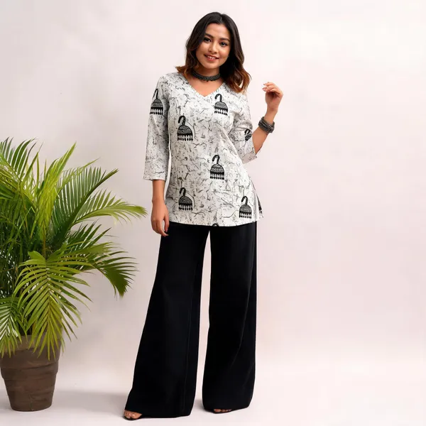 White_Printed_Straight_Kurti_For_Women