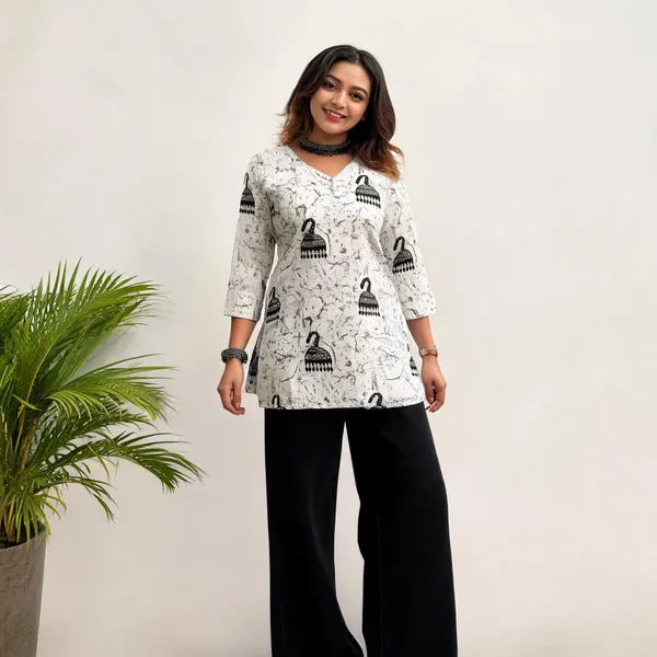 White_Printed_Straight_Kurti_For_Women