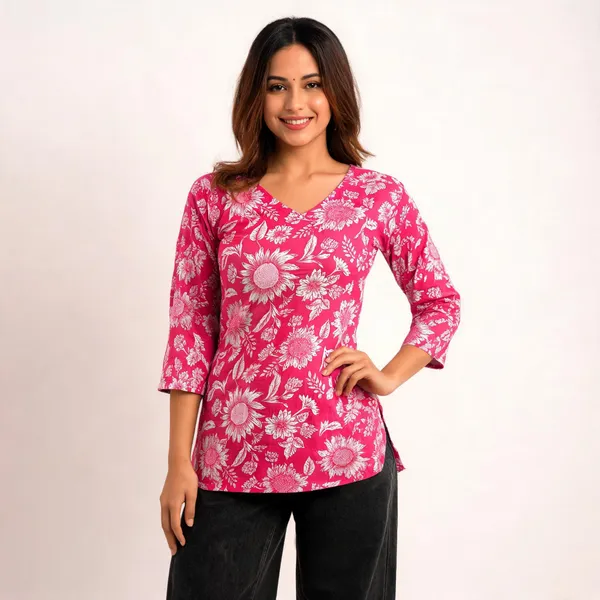 Pink_Floral_Straight_Fit_Tunic_For_Women
