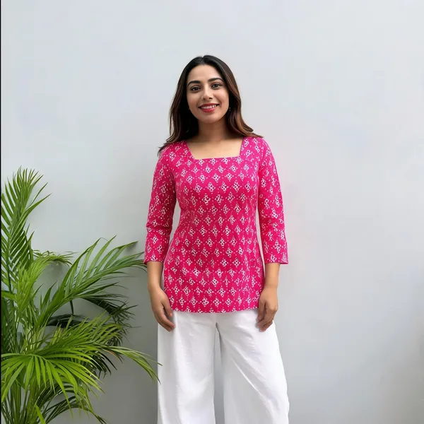 Pink_Printed_Straight_Kurti_For_Women