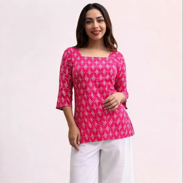 Pink_Printed_Straight_Kurti_For_Women