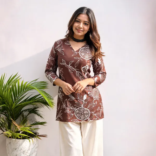 Brown_Printed_Straight_Kurti_For_Women